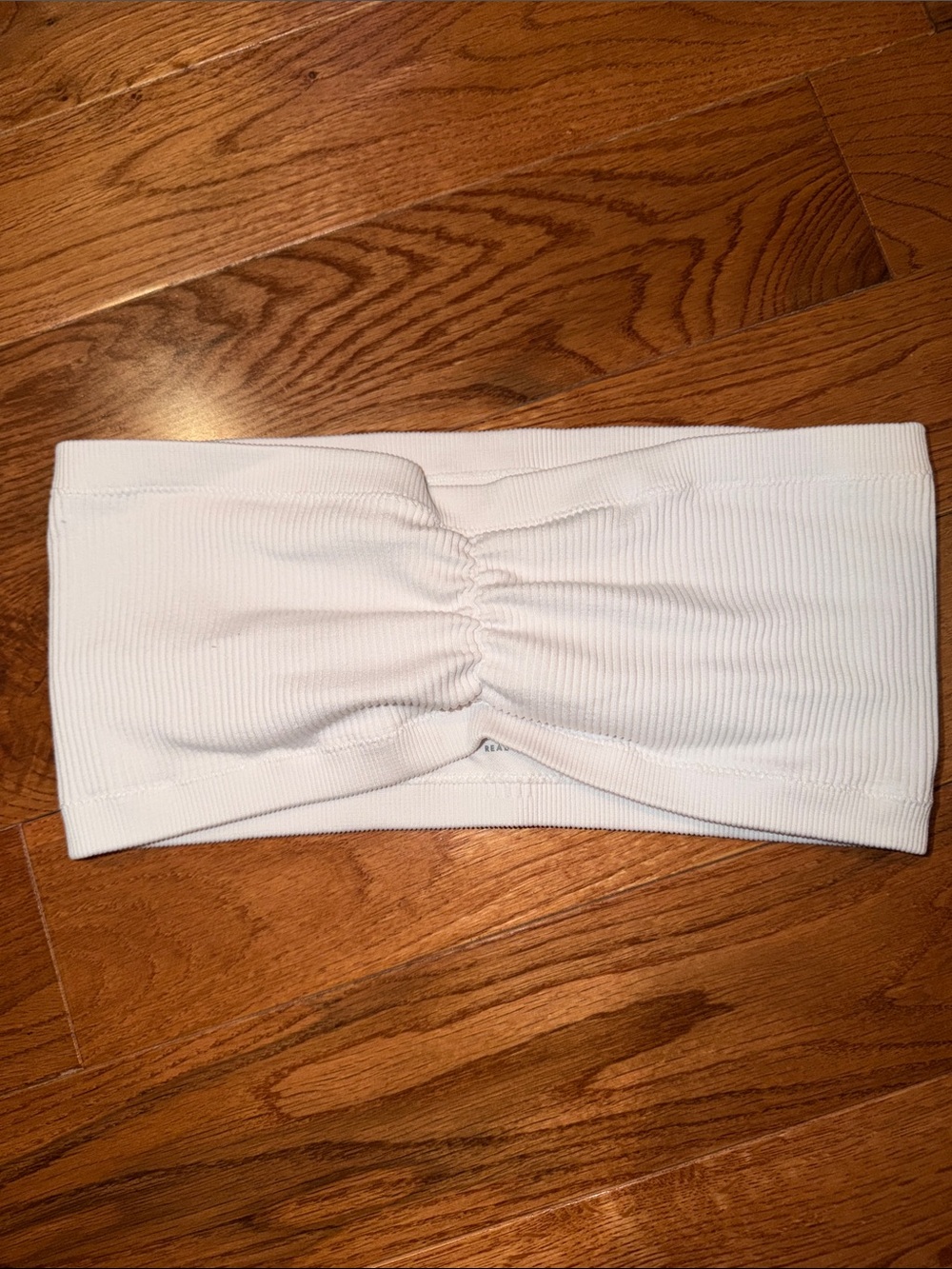 aerie White Ribbed Strapless Bandeau Bra